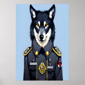 Wolf in politie uniform | AI Art Poster (Voorkant)