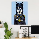 Wolf in politie uniform | AI Art Poster (Thuiskantoor)