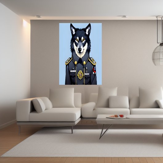 Wolf in politie uniform | AI Art Poster