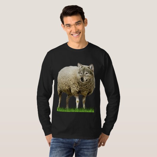 wolf in schaap kleedt mannen shirt donker (Voorkant volledig)