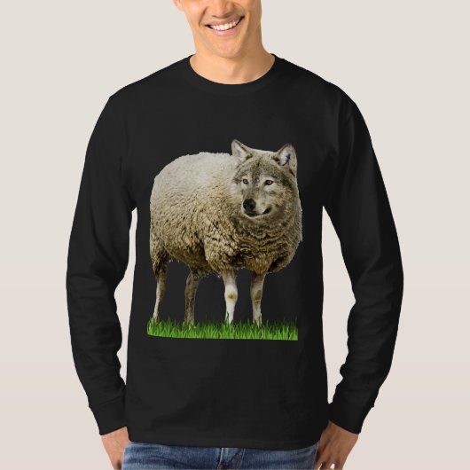 wolf in schaap kleedt mannen shirt donker (Voorkant)