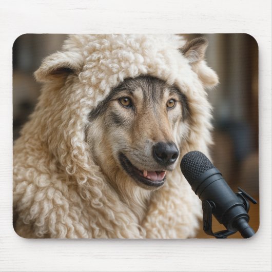 Wolf in schaapskleren maakt podcast muismat (Voorkant)