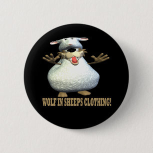 Wolf in Sheeps kleding Ronde Button 5,7 Cm