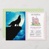 Wolf in silhouette die naar de volle maan kijkt kaart (Voorkant / Achterkant)