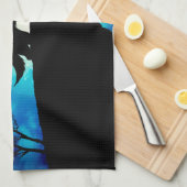 Wolf in silhouette die naar de volle maan kijkt theedoek (Quarter Fold)