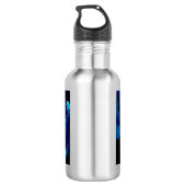 Wolf in silhouette die naar de volle maan kijkt waterfles  (Achterkant)