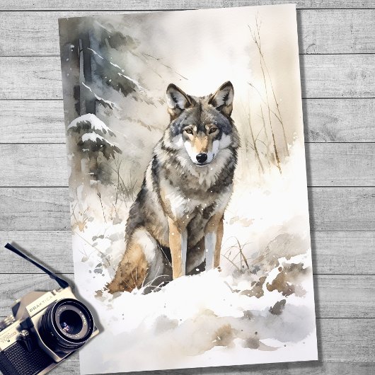 Wolf in Sneeuw 1 Decoupage Papier