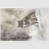 Wolf in Sneeuw 4 Decoupage Papier (Voorkant)