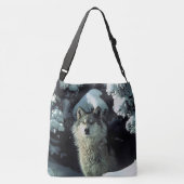 Wolf in sneeuw crossbody tas (Achterkant)