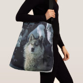 Wolf in sneeuw crossbody tas (Dichtbij)