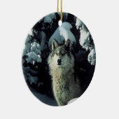 Wolf in sneeuw keramisch ornament (Rechts)