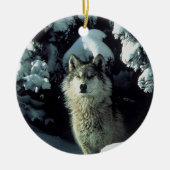 Wolf in sneeuw keramisch ornament (Voorkant)