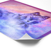 Wolf in sneeuwzonsondergang foto afdruk (Hoek)