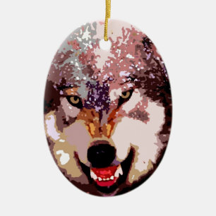 Wolf in Snow Keramisch Ornament