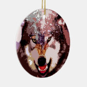 Wolf in Snow Keramisch Ornament (Rechts)