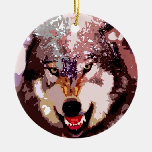 Wolf in Snow Keramisch Ornament (Voorkant)