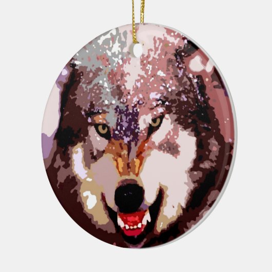 Wolf in Snow Keramisch Ornament (Links)