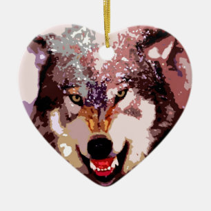 Wolf in Snow Keramisch Ornament