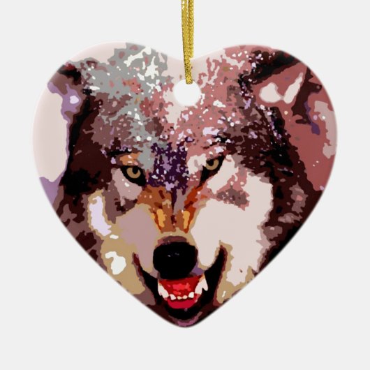 Wolf in Snow Keramisch Ornament (Voorkant)