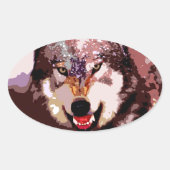 Wolf in Snow Ovale Sticker (Voorkant)