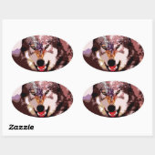 Wolf in Snow Ovale Sticker (Vel)