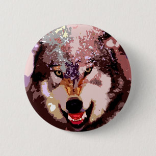 Wolf in Snow Ronde Button 5,7 Cm