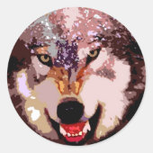 Wolf in Snow Ronde Sticker (Voorkant)