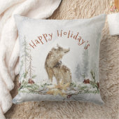 Wolf in snowy kersthout en feestbloemen kussen (Deken)