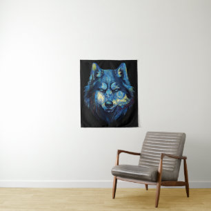 Wolf in sterrennacht abstracte dieren in het wild wandkleed
