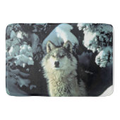 Wolf in stille winterbos badmat (Voorkant)