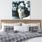 Wolf in stille winterbos Kunstwerk Canvas Afdruk (Insitu (Slaapkamer))