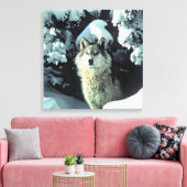 Wolf in stille winterbos Kunstwerk Canvas Afdruk (Insitu (Woonkamer))