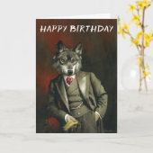  Wolf in Suit Birthday Card Kaart (Gele Bloem)
