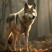 Wolf in Sunlit Forest Clearing Jigzaag Puzzle Legpuzzel