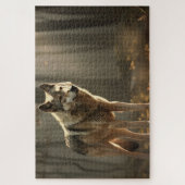 Wolf in Sunlit Forest Clearing Jigzaag Puzzle Legpuzzel (Verticaal)