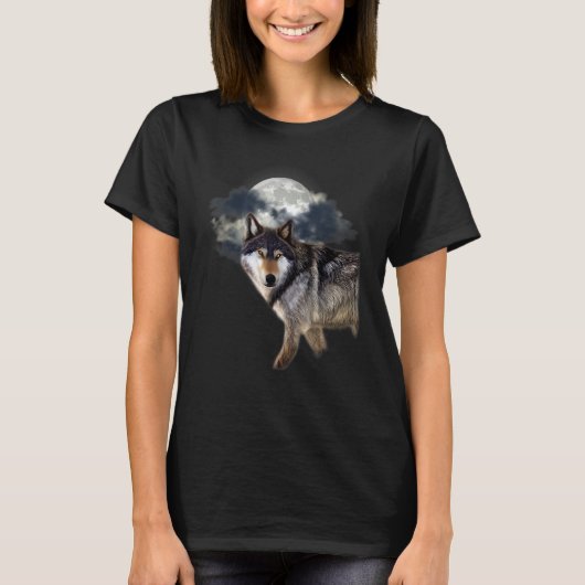 Wolf In The Full Moon Wolf and Nature Lovers Wolf T-shirt (Voorkant)