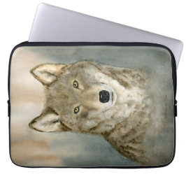 Wolf in the Mist Watercolor Laptop Sleeve