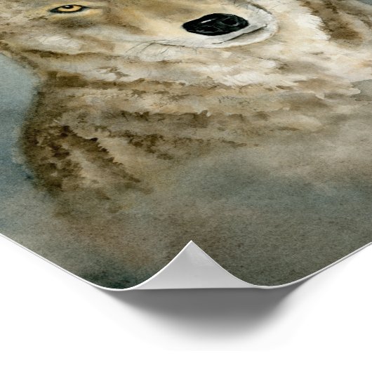 Wolf in the Mist Watercolor Poster (Hoek)