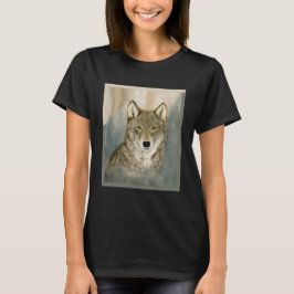 Wolf in the Mist Watercolor T-shirt