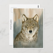 Wolf in the Mist Woatercolor Briefkaart (Voorkant / Achterkant)