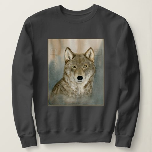Wolf in the Mist Woatercolor Trui (Design voorkant)