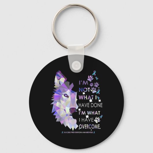 Wolf in wat ik heb overwonnen zelfmoordpreventie w sleutelhanger (Voorkant)