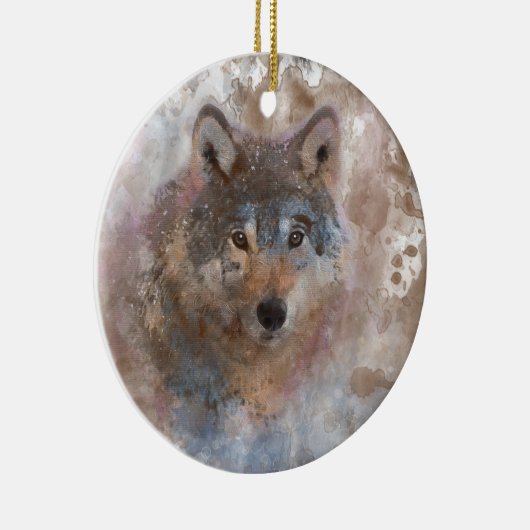 Wolf in waterverf keramisch ornament (Rechts)