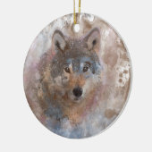 Wolf in waterverf keramisch ornament (Links)