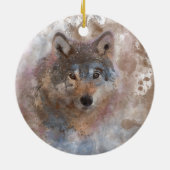 Wolf in waterverf keramisch ornament (Achterkant)