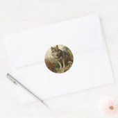 Wolf in weide ronde Sticker (Envelop)