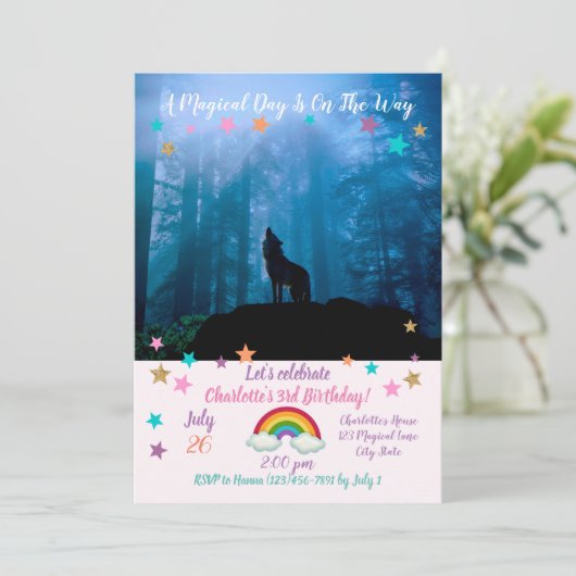 Wolf in wilde natuur kaart (Staand voorkant)