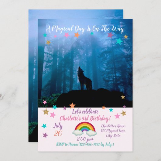 Wolf in wilde natuur kaart (Voorkant / Achterkant)