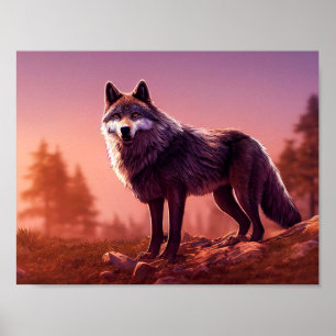 Wolf in Wilderness - lossnijdend weefselpapier Poster