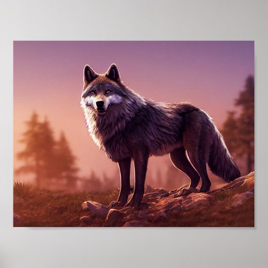 Wolf in Wilderness - lossnijdend weefselpapier Poster (Voorkant)